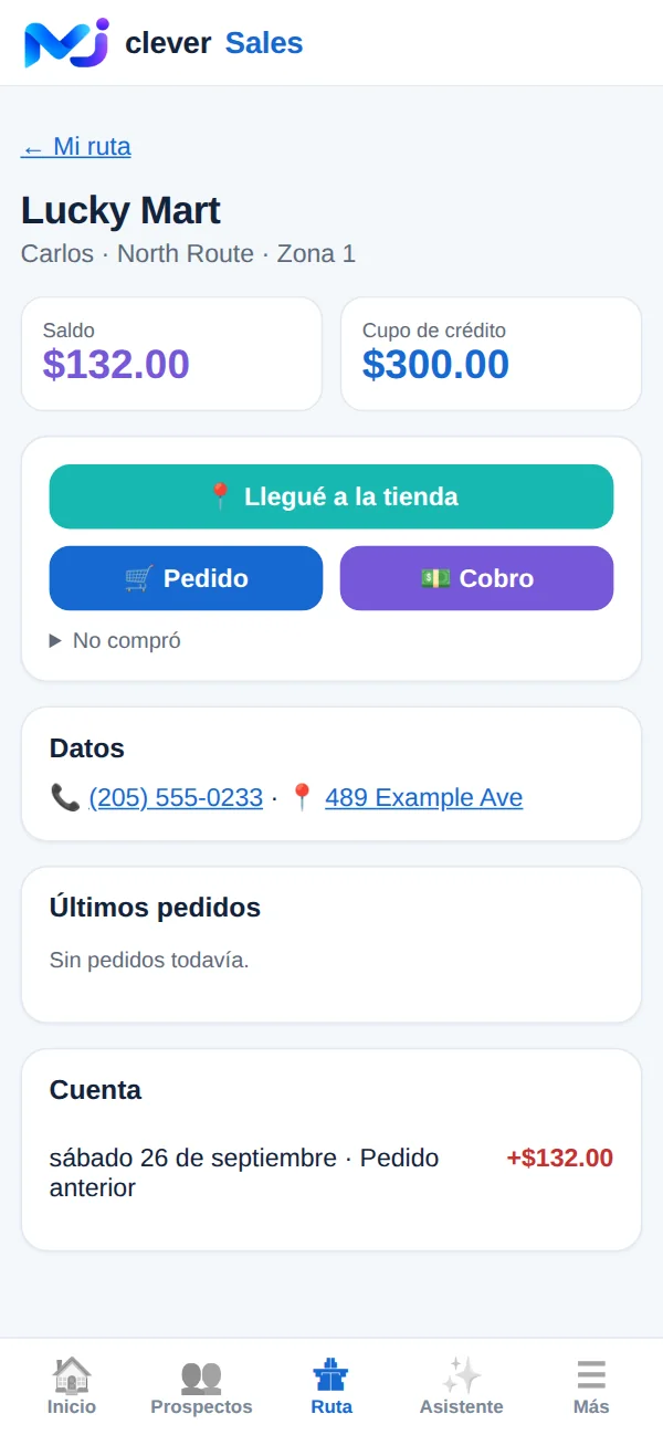 MJ Clever Sales route module: Store visit
